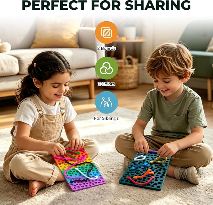 2 Pack Sensory Activity Board, Shape Matching Silicone Fidget Toy for Kids 3+, Quiet Airplane Travel Toy, Fine Motor Skills Toy, Birthday