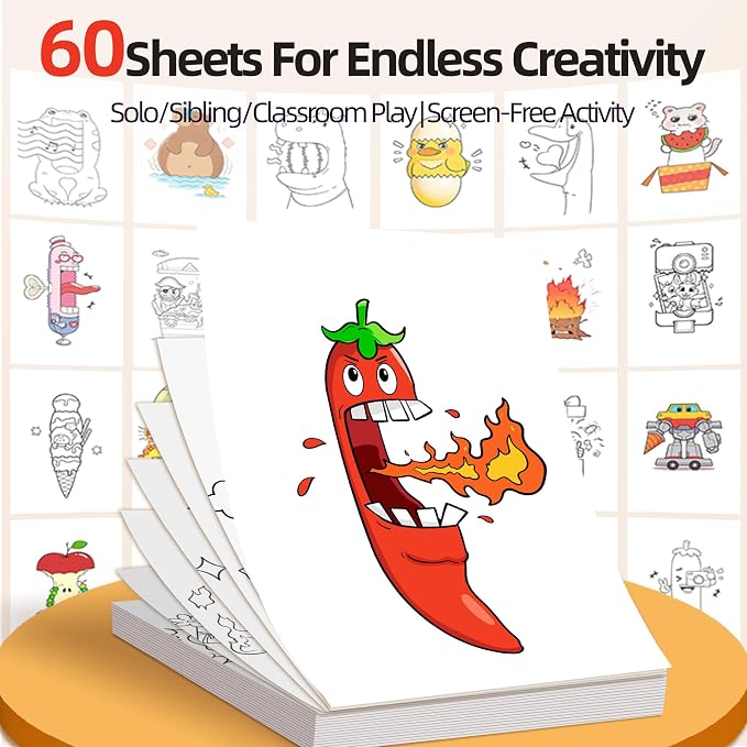 Cavnewt Kids Coloring Book with Foldable Surprise Design, Expandable Long Coloring Pages, Creative Drawing Activity Book for Toddlers & Kids, Screen-Free Travel Activity,Ideal Gift for Kids