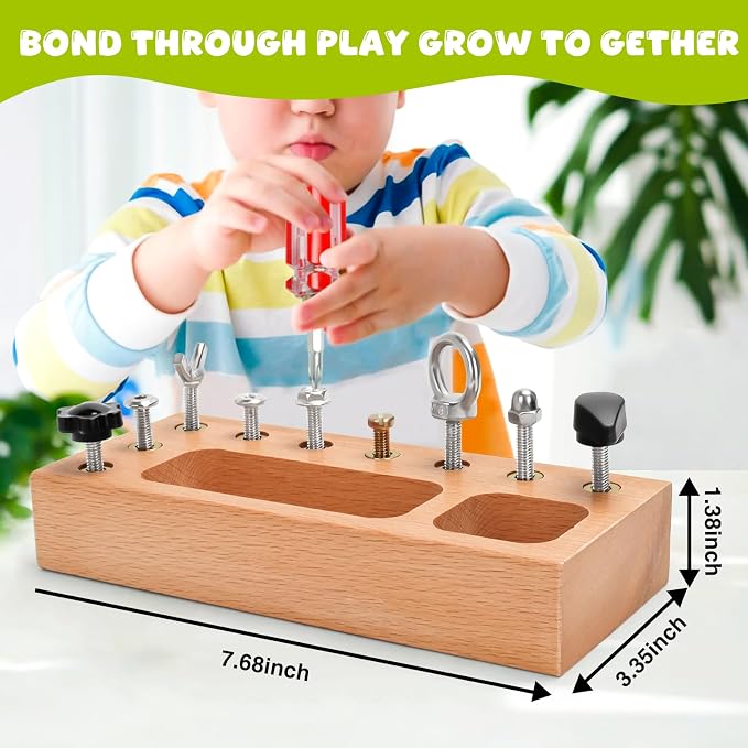 TenFans Montessori Busy Board for Toddlers 3-5 Years, Wooden Screwdriver Activity Board, Fine Motor Skills & Sensory Development Toy, Preschool Learning & Travel | Fine Motor Skills Educational Learning Toy, Sensory Training Preschool Busy Book for K...