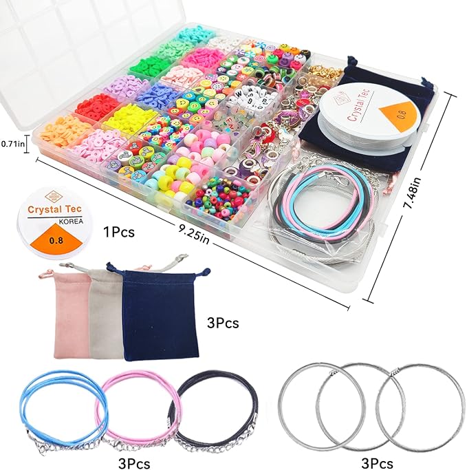 leitait Girls Toys Bracelet Making Kit - 3000pcs Charm Jewelry Making Kit Supplies,Easter Basket Stuffers,Unicorn/Mermaid Crafts Birthday Gifts for Girls Ages 5 6 7 8 9 10 11 12 Years Old