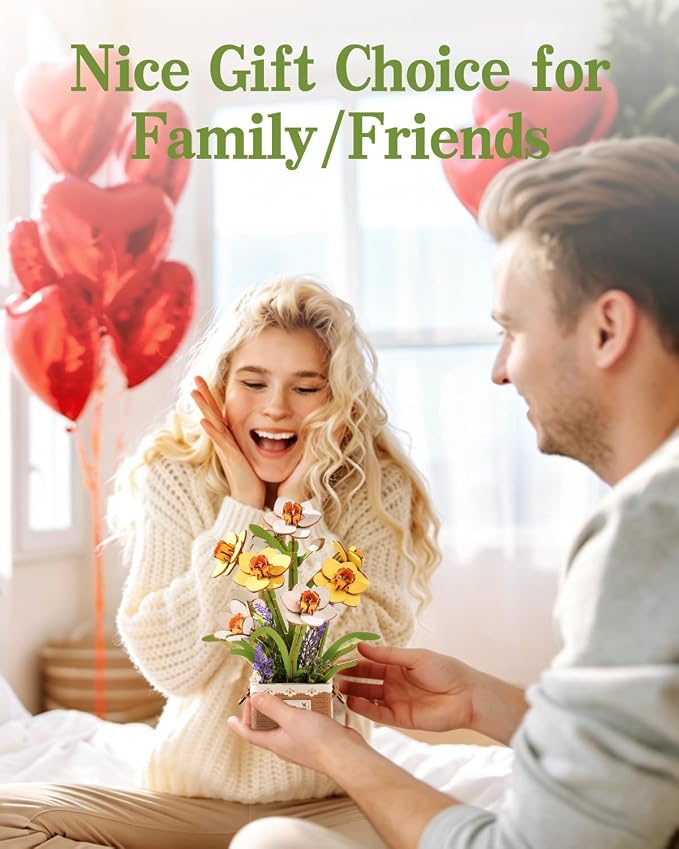 Rowood 3D Puzzles for Adults,Mother's Day DIY Wooden Flower Narcissus Craft Kit,Artificial Flower Botanical Collection,Christmas Birthday Decoration Centerpiece for Table
