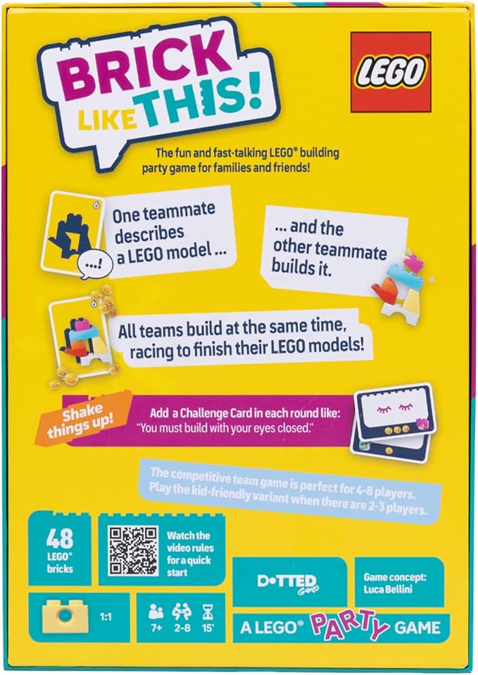 Asmodee Brick Like This! The Official Lego Party Game - A Fast, Fun Building Game for Families, Kids, Teens & Adults, Ages 7+, 2-8 Players, 15 Minute Playtime | A Fast, Fun Building Game for Families, Kids, Teens & Adults, Ages 7+, 2-8 Players, 15 Minu...
