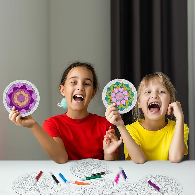 Cinrobiye 24 Pcs Diwali Mandala Coloring Jigsaw Craft Kits, Festival of Lights DIY Puzzle Activities for Classroom, Cultural Events, Holiday Party Favors, Creative Art Supplies
