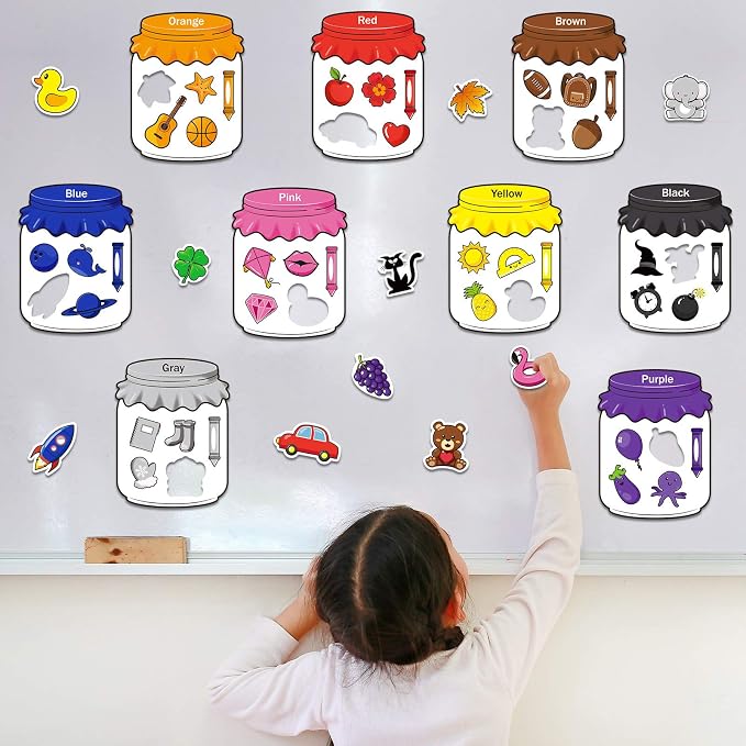 Zonon 10 Pack Color Recognition Magnetic Sorting Set for Toddlers Kids Refrigerator & Whiteboard Color Sorting Magnets for Ages 3+, Preschool Early Education Colors Craft Play, Toddler Learning Toy