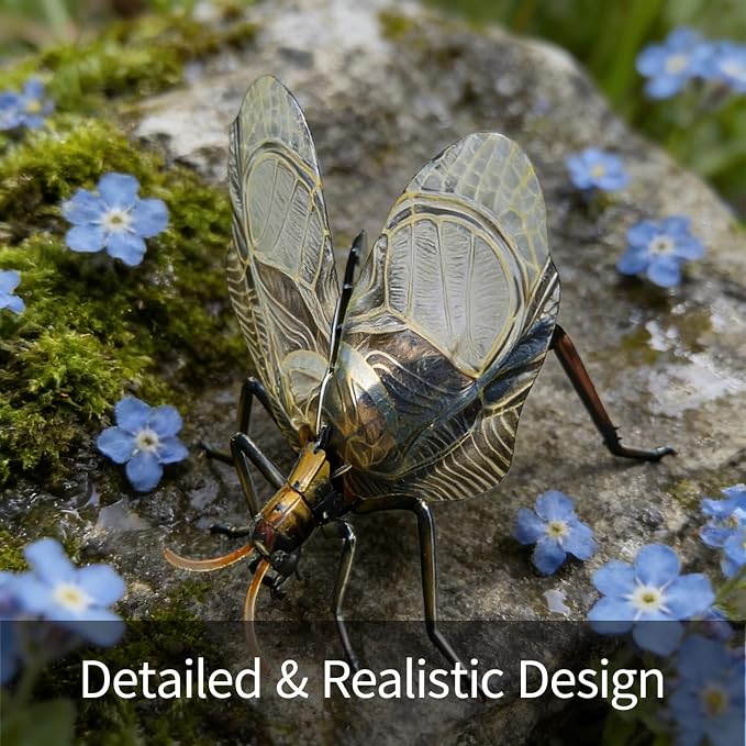 3D Acrylic Insect Puzzle DIY Bug Model Kit Animal STEM Gift | Building Kits Crafts Figurine Sculpture Nature Decoration Educational Display Toys for Kids Teens and Adults (Bell Cricket)