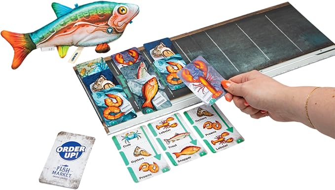 Order Up Fish Market Card Game - Fun Cooperative Family Board Game for Kids 8+, Fast Action Game Night