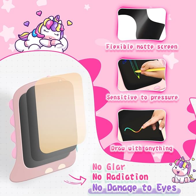 8.5 Inch LCD Doodle Board Tablet for Girls - Unicorn Drawing Pad for Kids 2-7 Years Old - Travel Toy Birthday Gift