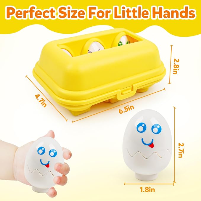 Egg Toys for Toddlers 1-3,Montessori Geometric Eggs Early Preschool Educational Learning Fine Motor Skills Color Sorting Satcking Travel Bingo Puzzle Matching Games for Kids Boys Girls