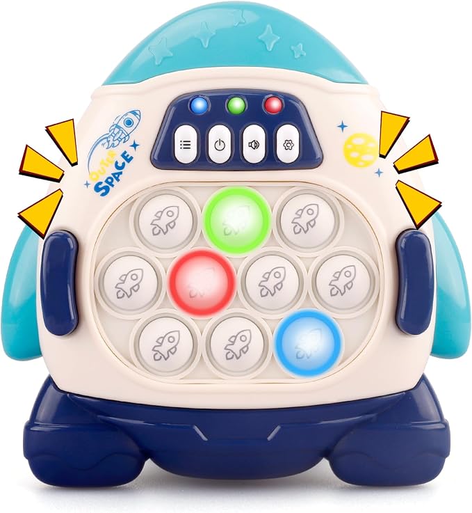 GAPER GO Fast Push Game Fidget Toys for Kids, Handheld Puzzle Game Sensory Toys, Quick Push Light Up Pop Game Gifts for 3-12 Year Old Boys Girls, Christmas Stocking Stuffers (Rocket)