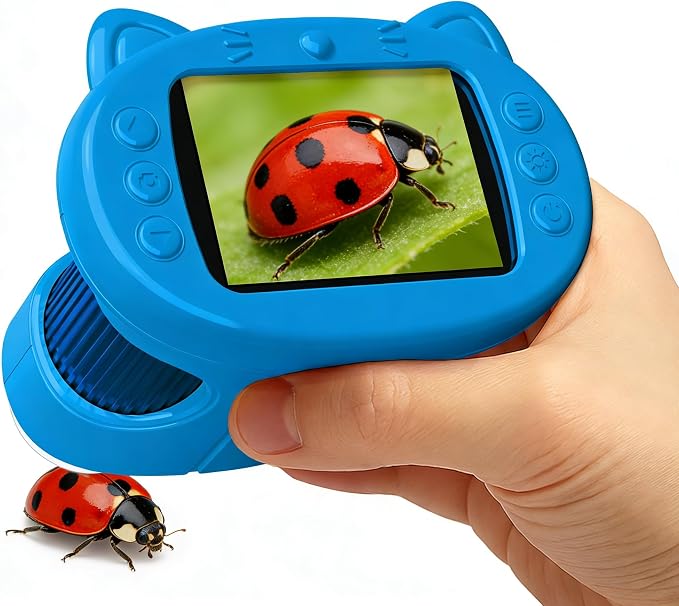 Handheld Digital Mini Microscope for Kids: 1000X 4K 2.4" Microscopes Toys | Portable Pocket STEM Electronic Learning Educational Science Kit 8-12 Birthday Gift 4 5 6 7 Year Old Boy Girl