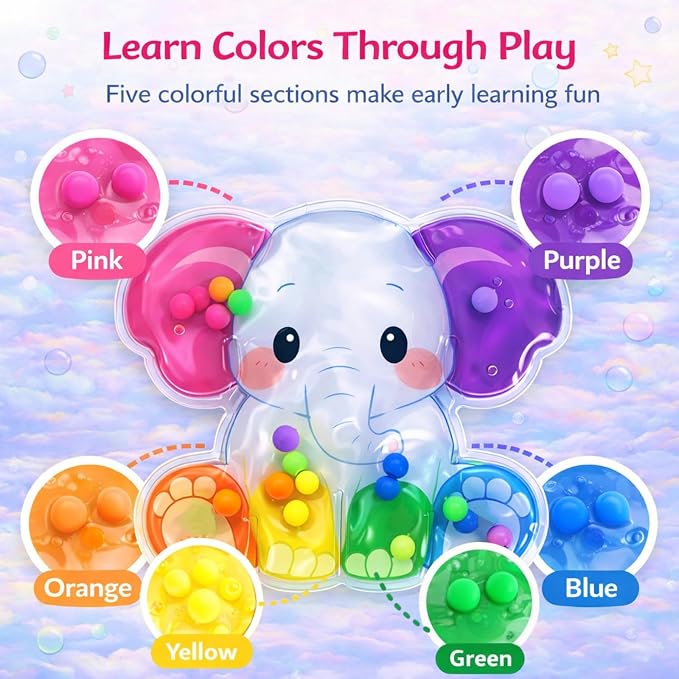 Sean's Choice Color Sorting Sensory Toys for Toddlers, Roadtrip Travel Essenstial Fine Motor Autism Fidget Preschool Classroom Activities for Kids (Elephant)