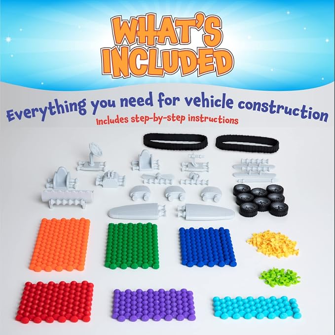 POPULAR PLAYTHINGS Clipstix Building Sticks Kit, Deluxe 150 Piece, Playstix | Construction Stem Building Gift, Playstix, for Boys & Girls, for Kids