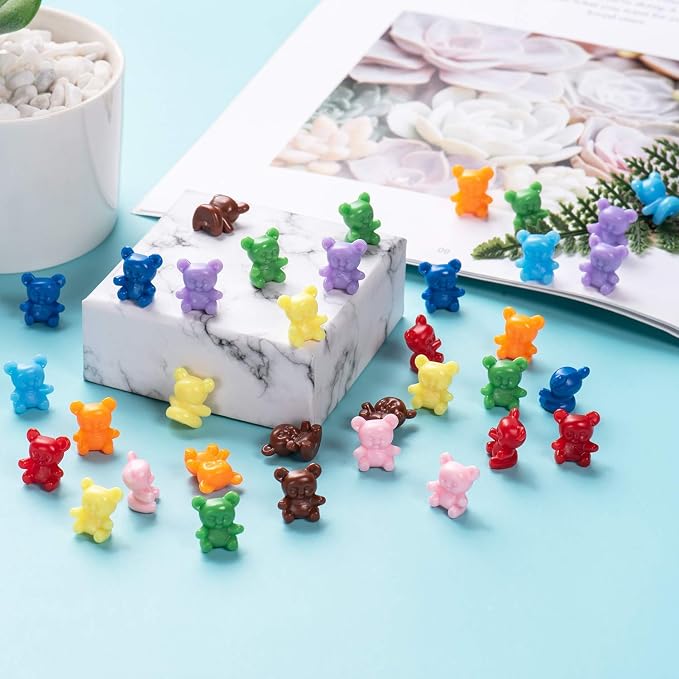 XINHUIDALSQ 90 Pieces Colored Counting Bears 0.62 Inch Rainbow Counting Bears Set 9 Colors Mini Plastic Bear Math Manipulatives for Toddlers Suitable for Ages 3+ Kids
