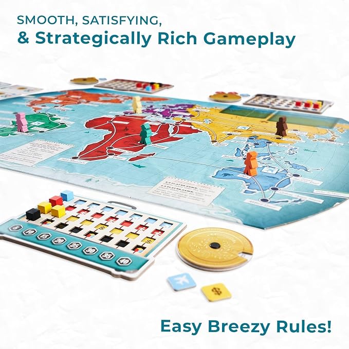 Underdog Games Trekking the World 2nd Edition - Award-Winning Board Games for Kids & Adults Ages 12+ - Easy-to-Learn Strategy Journey for Globetrotters, Perfect for Family Game Night & Educational Fun