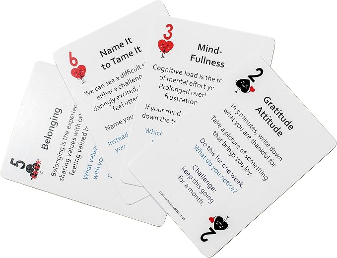 Mind Brain Emotion 52 Essential Coping Skills Cards - Self Care Exercises for Stress and Social Anxiety Relief - Resilience, Emotional Agility, Confidence Therapy Games for Teens, Adults