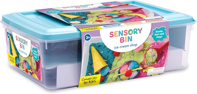 Creativity for Kids Sensory Bin: Ice Cream Shop Playset - Toddler Learning Toys for Kids Ages 3-4+, Pretend Play Ice Cream Set, Kids Gifts for Girls and Boys