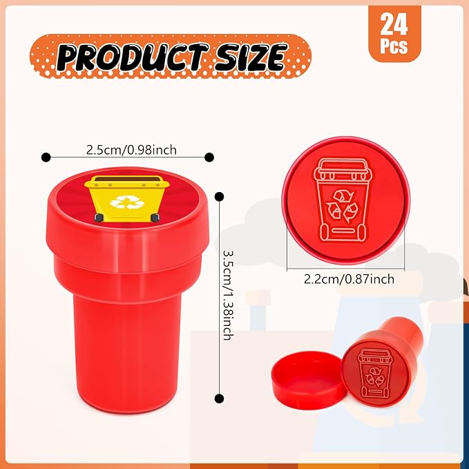 Cinrobiye 24 Pcs Garbage Truck Stampers Party Favor Set, Cute Waste Truck Stamps for Kids Birthday Party, Classroom Rewards, City Vehicle Toys, Goody Bag Fillers, Transportation Themed Party Supplies