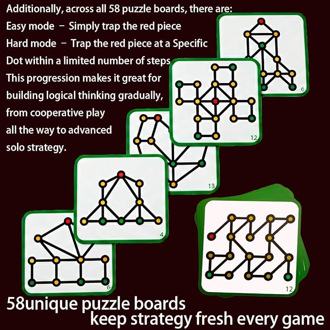 Original Strategy Board Game - 58 Unique Puzzles, Boost Logic and Problem Solving Skills, 1-2 Players, Easy-to-Learn Rules with 58 Challenges from Easy to Expert, Ages 8+, Educational fidget Game