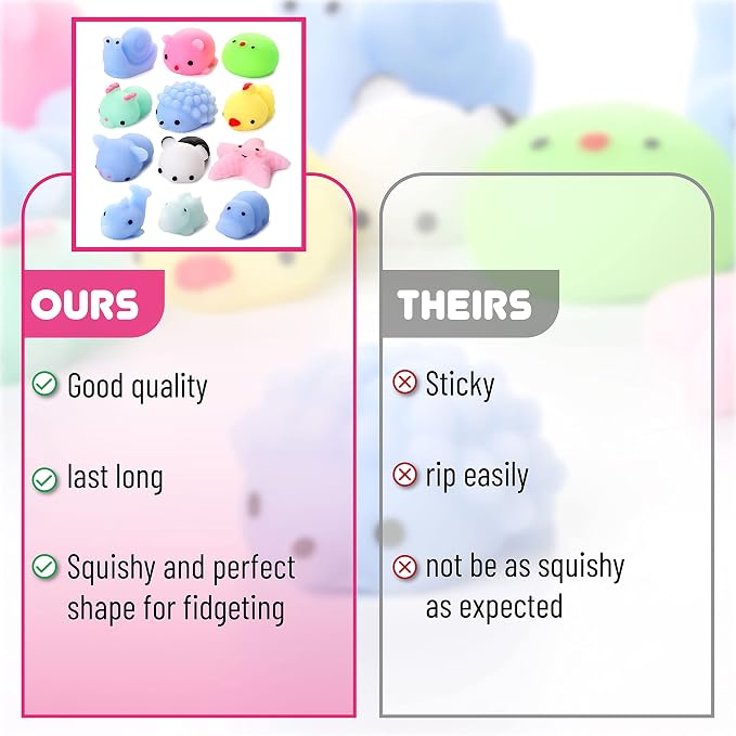 Mr. Pen- Pastel Animal Squishy Toys, 12 Pack | Washable Twistable Stretchy Squishies, Soft Stress Relief Sensory Toys for Squeezing, Cute Gifts