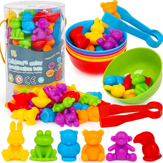 Color Sorting Toys for Kids,Counting Animals Matching Games Montessori Educational Preschol Learning Activities Sensory Traning Toys Gift for 3+ Year Old Boys Girls