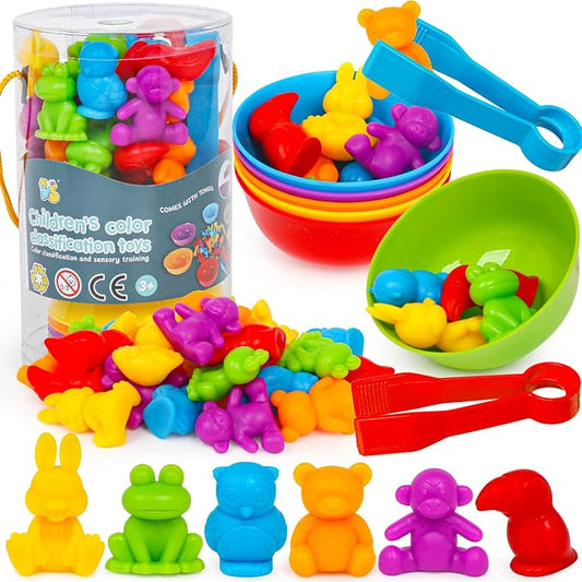 Color Sorting Toys for Kids,Counting Animals Matching Games Montessori Educational Preschol Learning Activities Sensory Traning Toys Gift for 3+ Year Old Boys Girls