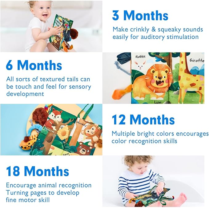 hahaland Baby Books 0-6 Months,Infant Tummy Time Toy Sensory Toys | 6 to 12 Months Touch Feel Book Travel Toy Gifts for Boy Girl 0-3 Month Baby Shower Birthday Easter Basket Stuffers 1PCS