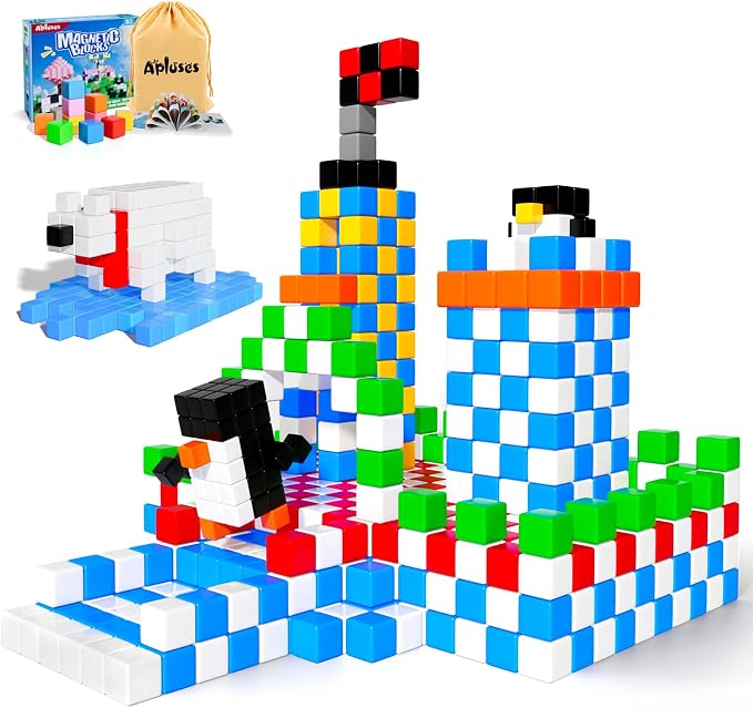 Apluses 81pcs Magnetic Blocks, Magnet Building Toys for Kids Ages 3-5 4-8 | 1 inch, PP Plastic, bright colors