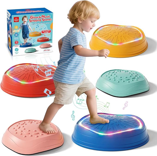 Lehoo Castle Stepping Stones for Kids, Non-Slip Toddler Stepping Stones, Indoor & Outdoor Sensory Toys for Toddlers 1-3, Balance Board Obstacle Course for Kids 3-5