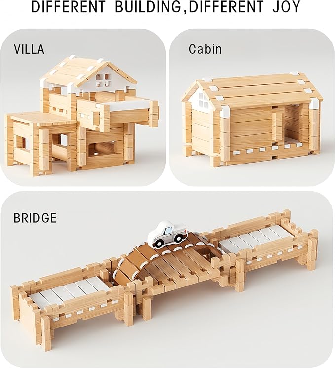 105Pcs Wooden Building Blocks Set, STEM Educational Toy for Kids 3-8