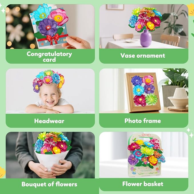 CZTCDP Paper Flower Science Kit, Magic Petal Art & Craft Toy for Girls&Boys | Changing Flowers Set, Kids DIY Arts and Crafts, Ideal Birthday Present for Kids Age 6-12, Screen-Free Activity