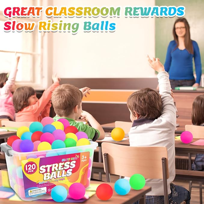 VISCOO 120 Pack Slow Rising Stress Ball,Stress Balls for Adults,Fidget Toys | Hand Therapy Sensory Squishy Ball for Stress Relief, Squishy Toys for Kids, Classroom Prize Box Party Favors
