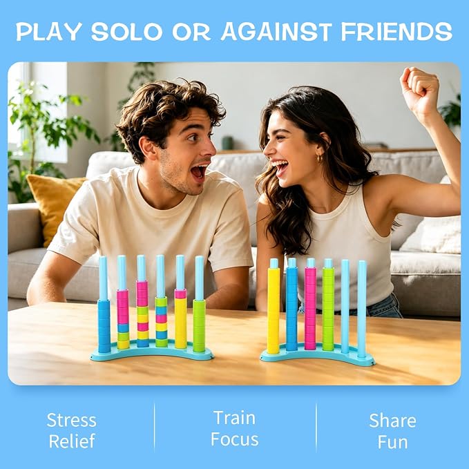 iuuoi Color Matching Challenge Game 2 Pack – Fast Pattern Color Sorting & Stacking Toys, Fun Family Board Game for Kids 6-8-12 & Adults, 2 Player Birthday Gift for Boys Girls, Sensory Toys for Autism