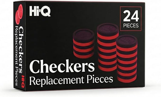 Checkers Replacement Pieces – Set of 24 Interlocking Red & Black Game Pieces – Durable Plastic Stackable Checkers for Replacement or DIY Boards – Includes 12 Red & 12 Black