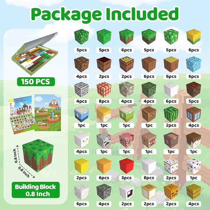 Magnetic Blocks, 150PCS Light Up Building Cube Toys Gifts for Kids | Magnetic Cubes, 0.8 inches Building Blocks, 2PCS Light Up Blocks, STEM Toys Christmas Birthday Gifts for Kids Boys Girls