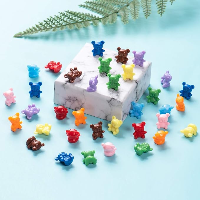 XINHUIDALSQ 90 Pieces Colored Counting Bears 0.62 Inch Rainbow Counting Bears Set 9 Colors Mini Plastic Bear Math Manipulatives for Toddlers Suitable for Ages 3+ Kids