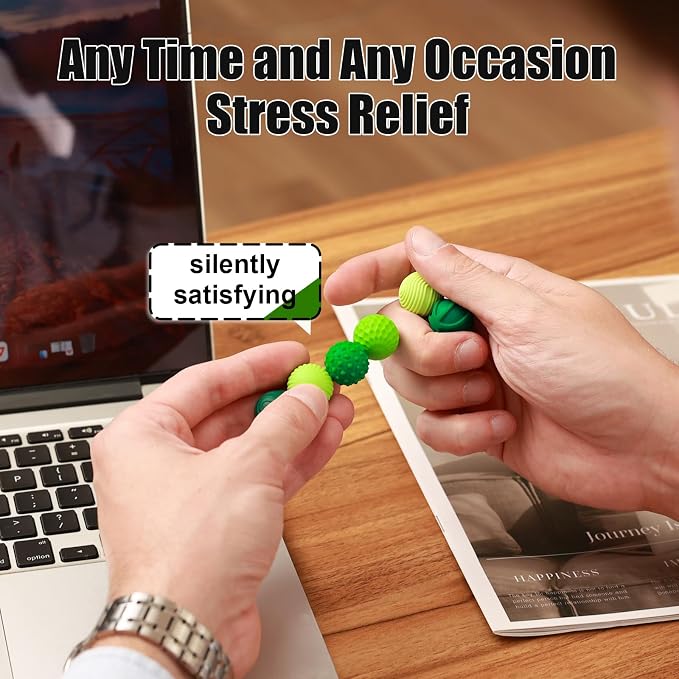 Magnetic Fidget Balls, 12-Pack Silicone Sensory Toys for Adults & Teens | Quiet Stress Relief Balls for Office, Fun Desk Toys with Textures, Calming & Relaxing Gift for Men & Women