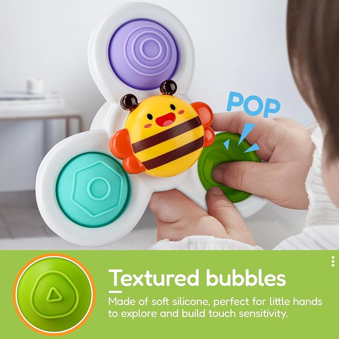 Pop Suction Cup Spinner Airplane Travel Toys for 1 Year Old Boy Girl | Novelty Spinning Tops Infant 12 18 Months,1 2 Year Old Boy Birthday Gift for Toddlers ,Sensory Baby Bath Toy Kids Ages 1-3