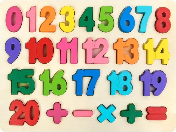 Attmu Number Puzzle Wooden Puzzles for Toddlers Toy | Shape Learning Toys with Puzzle Board & Number Blocks, Preschool Educational Toys Gifts for Girls Boys