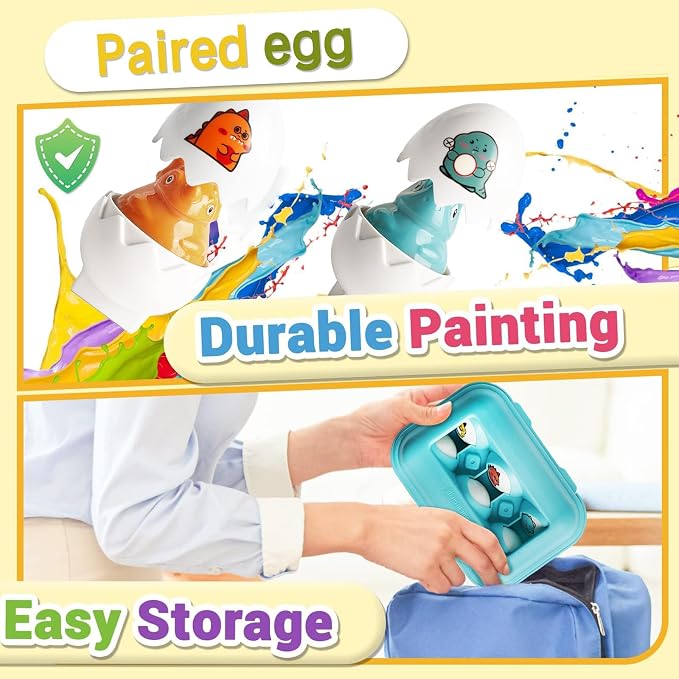 Tinabless Hide & Squeak Dinosaur Eggs, Montessori Sorting & Matching Learning Toys for Toddlers Kids Boys Girls, Easter Basket Stuffers Gifts Party Favors