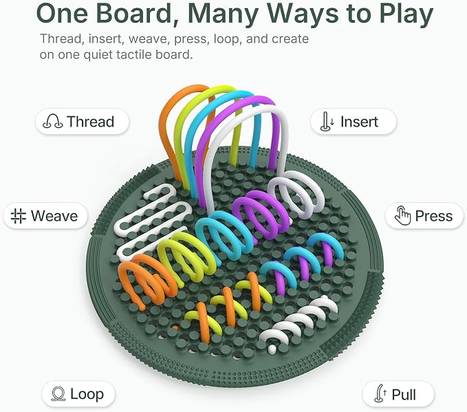 Sensory Activity Board:Fidget Toy for Anxiety, ADHD Kids & Adults | sensory toys for Kids 3+ and Adults, with 25 pull strings and a portable bag for travel, classrooms and everyday play