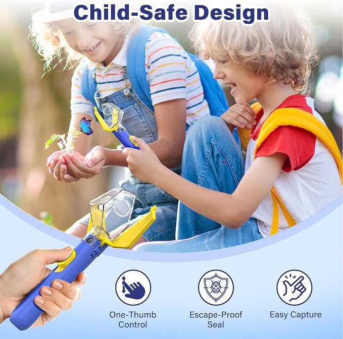 Bug Catcher for Kids, Insect Trap Kit with 6X Magnifier Glass - STEM Educational Exploration Tool for Indoor and Outdoor,Christmas Birthday Gifts Toys for Adults, Boys, and Girls, Blue