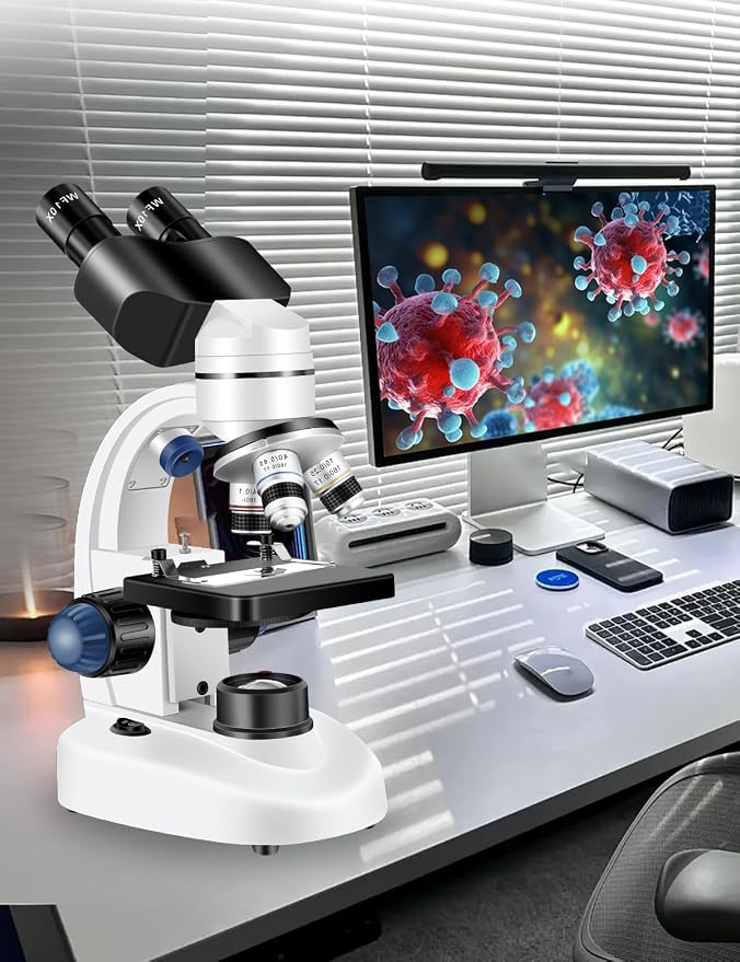 Microscope for Adults WF10x and WF25x Eyepiece | Woehrsh Microscopes 40X-2000X Magnification USB Camera, Microscope for Adults Suitable for Laboratory School
