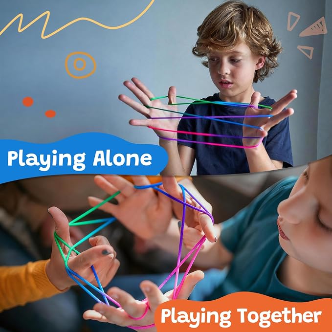 Kasfalci String Game Book Kit - Gifts for 8 9 10 11 12 Year Old Girl - Classic Finger String Figures Toy - Travel Toys for Boys Girls Ages 6-12
