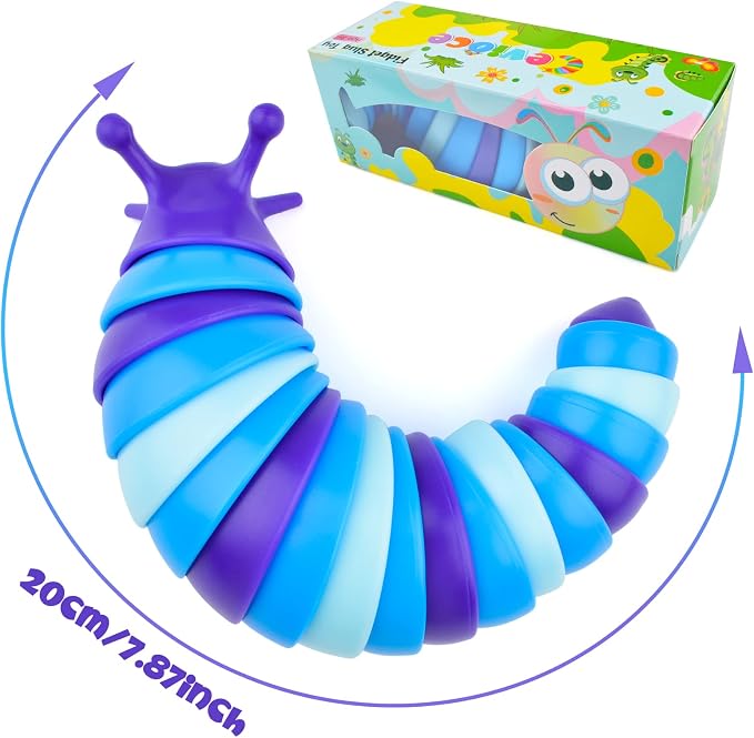 Cevioce Sensory Slug Fidget Toys, Fidget Slug Toys for Adult & Kid Party Favors, 1 PC Autism Sensory Toys for Autistic Children, Travel Toys for 3+ Easter Basket Stuffers Gifts for Toddler Kids A
