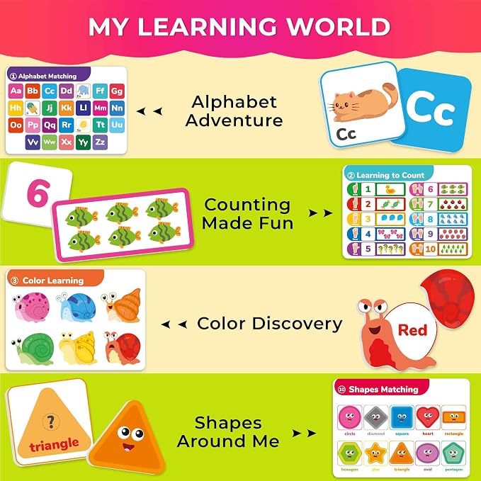 Montessori Busy Book for Toddlers 3-5 — Learning Toys for Kids 1-3 and 2-4 | Velcro Busy Book with Preschool Learning Activities for 1 year old — 15 Themes with 178 Elements — Homeschool Educational Toy