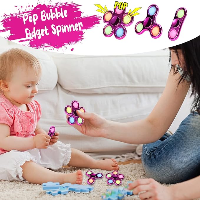 FIGROL 3 Pack Pop Fidget Spinners Stocking Stuffers. Sensory Fidget Toys for Kids, Teens, Boys & Girls