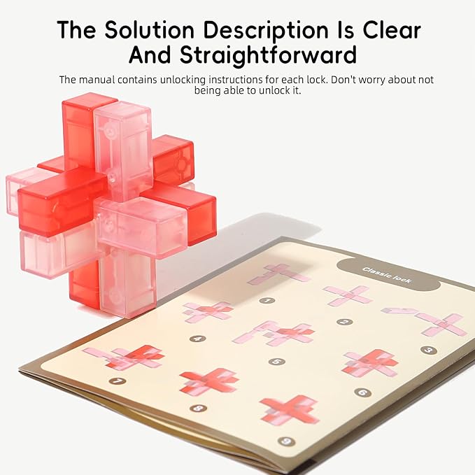 4 PCS Colorful Translucent ABS Luban Lock Set, Premium Brain Teaser Puzzles for Kids Teens Adults, Interlocking Disentanglement Mind Puzzles, Montessori STEM Educational Toys, Mini Game for Travel