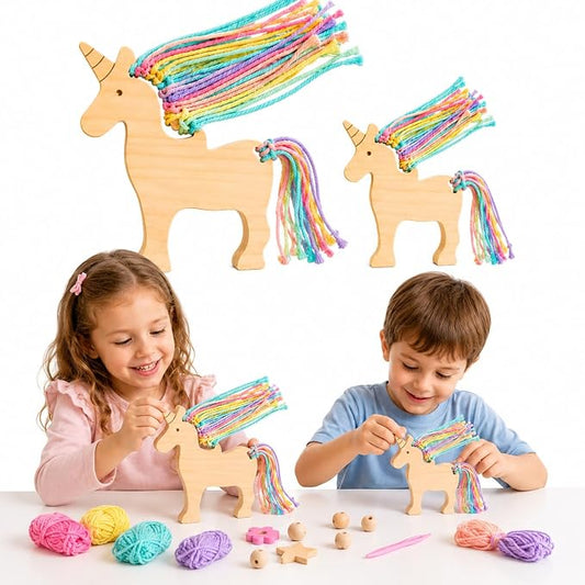 Eray Montessori Wooden Unicorn Lacing Toy for Kids – Safe Non-Toxic DIY Threading Activity with Colorful Cotton Yarn, Fine Motor Skills & Creative Play for Toddlers and Preschoolers