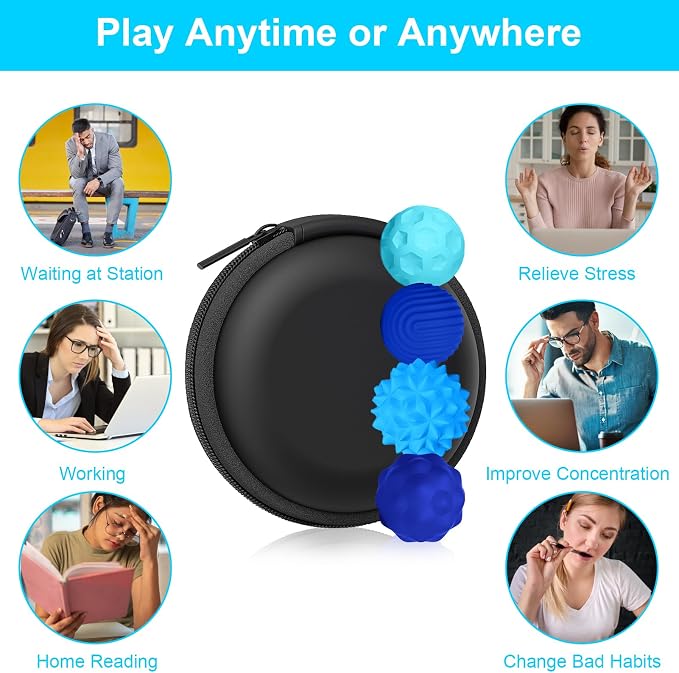 BUSOHA Silicone Magnetic Fidget Balls - 4 Pack Fidget Toys for Adult | Four Unique Textures Sensory Support,Quiet and Silent Stress Relief,Lightweight,Office,Travel,Autism,Anxiety,ADHD