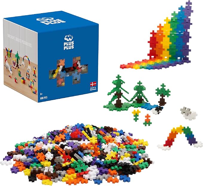 PLUS PLUS 600 Piece Basic Mix - Mini Waffle Blocks, Classroom Must Haves | STEM Toys, Sensory Bin Filler, Autistic Kids Must Haves, Gifts for Boys & Girls, Christmas Stocking Stuffers for Kids